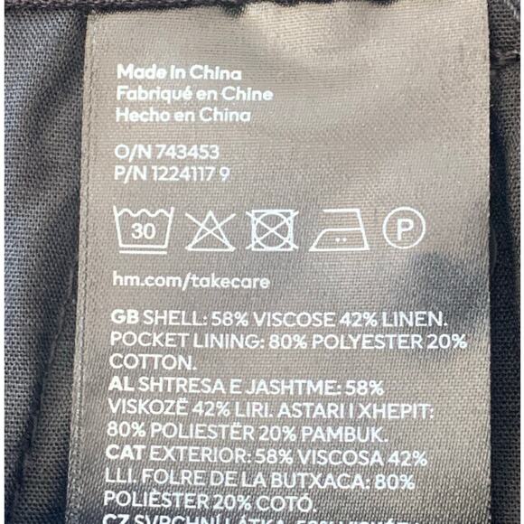 H&M Linen Blend Black Pleated Front Shorts Size 8 New with Tags - Picture 9 of 11